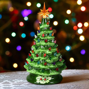 Blue Hand-Painted Ceramic 66 Multicolored Lights Christmas Tree-UlGadget