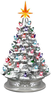 Silver Hand-Painted Ceramic 66 Multicolored Lights Christmas Tree-UlGadget