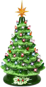 Blue Hand-Painted Ceramic 66 Multicolored Lights Christmas Tree-UlGadget