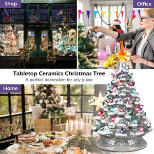 Silver Hand-Painted Ceramic 66 Multicolored Lights Christmas Tree-UlGadget