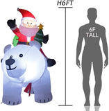 Santa on Bear Christmas Inflatables Led Light Outdoor Yard Decoration-UlGadget