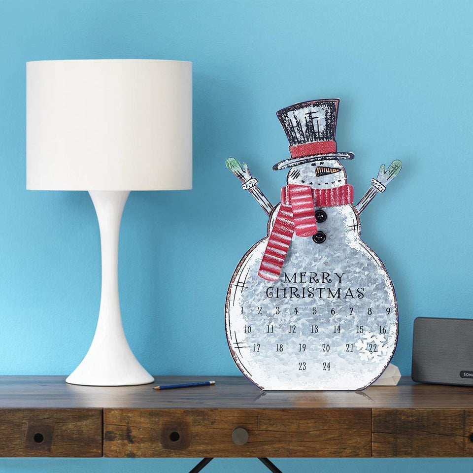 Christmas Advent Countdown Calendar Metal Snowman Ornament-UlGadget