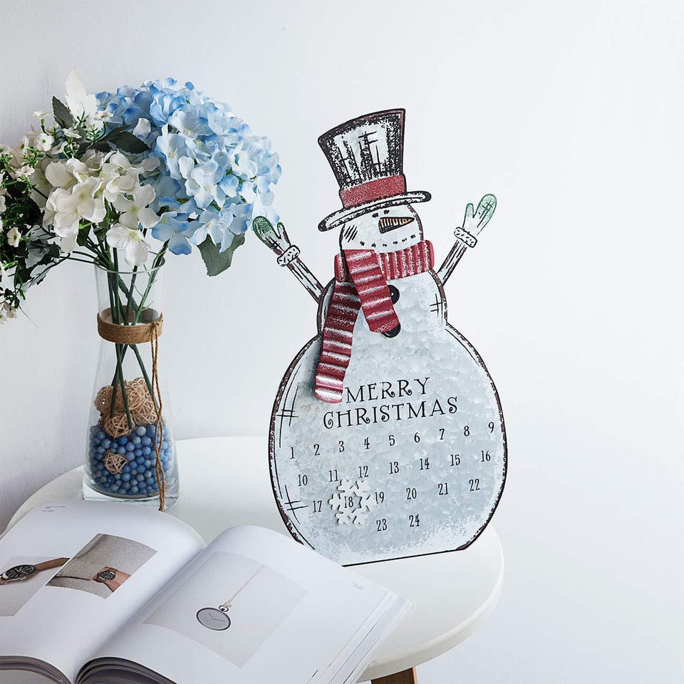 Christmas Advent Countdown Calendar Metal Snowman Ornament-UlGadget