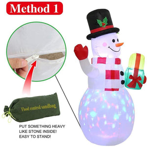 Christmas Snowman Inflatables LED Lights Blow Up Yard Decorations-UlGadget