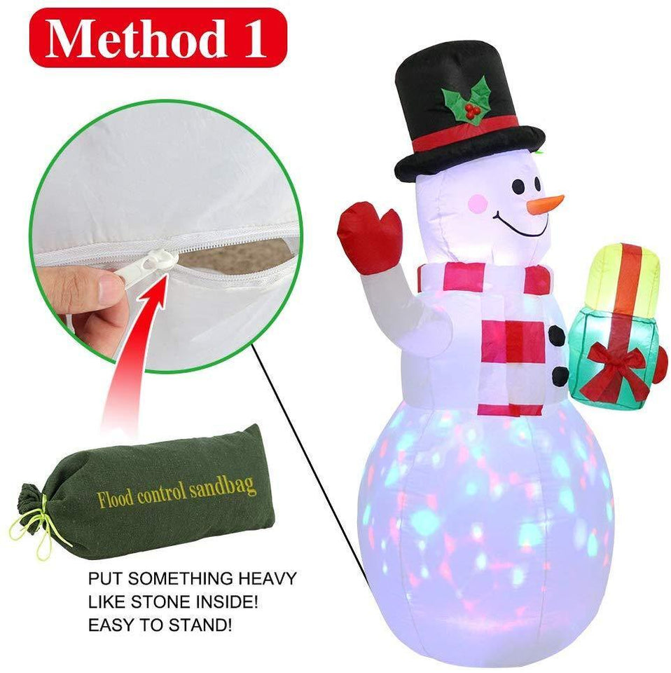 Christmas Snowman Inflatables LED Lights Blow Up Yard Decorations-UlGadget