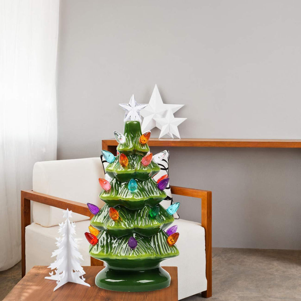 Ceramic Christmas Tree 28 Multicolored Lights Ornament-UlGadget