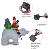 Santa on Bear Christmas Inflatables Led Light Outdoor Yard Decoration-UlGadget