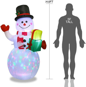 Christmas Snowman Inflatables LED Lights Blow Up Yard Decorations-UlGadget