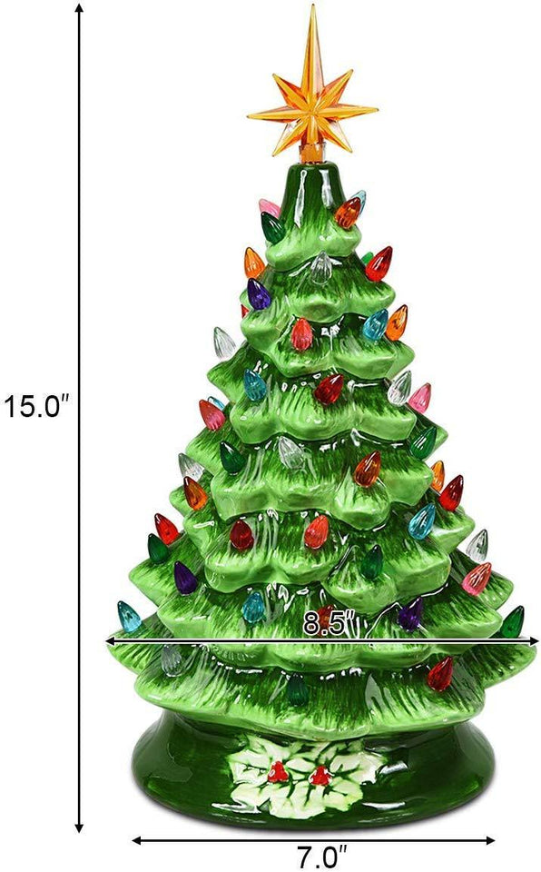 Blue Hand-Painted Ceramic 66 Multicolored Lights Christmas Tree-UlGadget