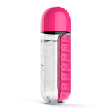 600ML Plastic Water Bottle With Daily Pill Box-UlGadget