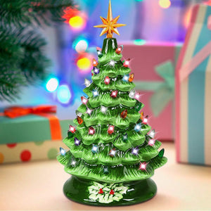 Blue Hand-Painted Ceramic 66 Multicolored Lights Christmas Tree-UlGadget