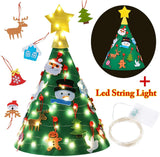 Wall Hanging Felt Christmas Tree Set 18PCS New Year Ornaments with Light Gifts for Kids-UlGadget