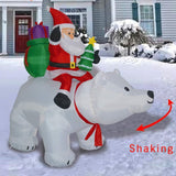 Santa on Bear Christmas Inflatables Led Light Outdoor Yard Decoration-UlGadget