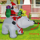 Santa on Bear Christmas Inflatables Led Light Outdoor Yard Decoration-UlGadget