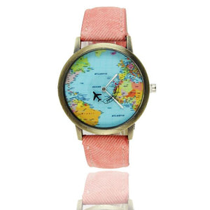 Women's World Map Watches Leather Quartz Wrist Lady Dress Watch #1-UlGadget