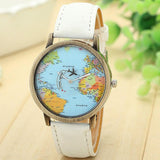 Women's World Map Watches Leather Quartz Wrist Lady Dress Watch #1-UlGadget