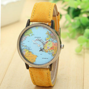 Women's World Map Watches Leather Quartz Wrist Lady Dress Watch #1-UlGadget