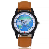 Women's World Map Watches Leather Quartz Wrist Lady Dress Watch #2-UlGadget