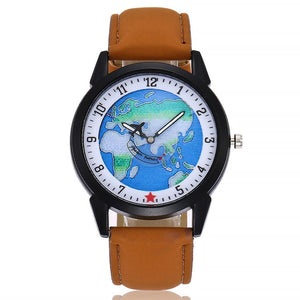 Women's World Map Watches Leather Quartz Wrist Lady Dress Watch #2-UlGadget