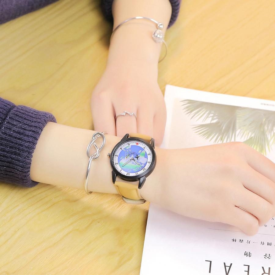 Women's World Map Watches Leather Quartz Wrist Lady Dress Watch #2-UlGadget