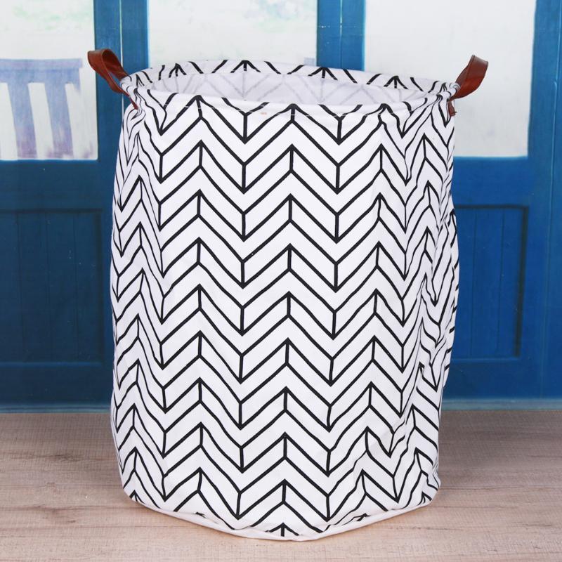 Folding Black&White Laundry Basket-UlGadget