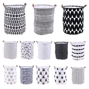 Folding Black&White Laundry Basket-UlGadget