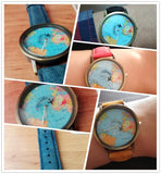 Women's World Map Watches Leather Quartz Wrist Lady Dress Watch #1-UlGadget