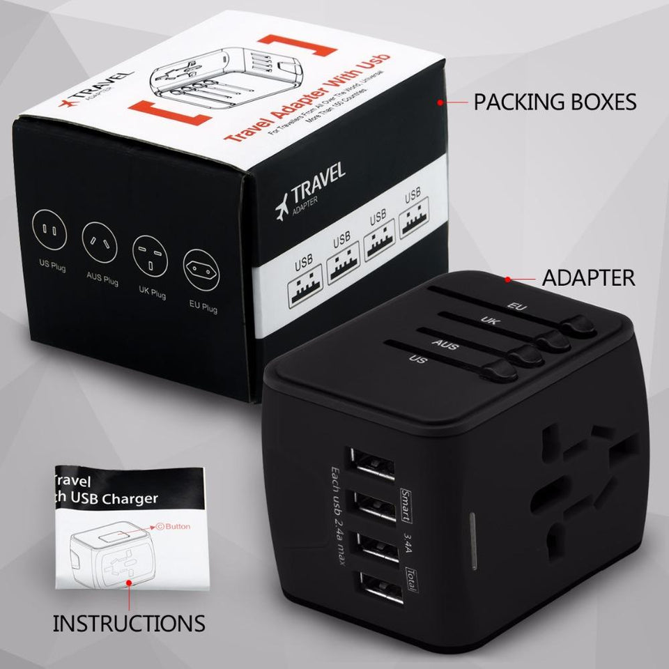 Universal International Travel Adapter Charger Auto Resetting 5A 3 USB For UK/EU/AU/Asia-UlGadget