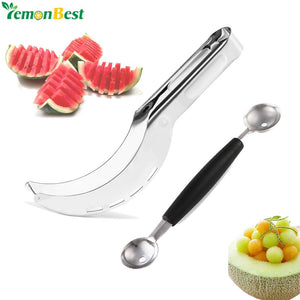 Watermelon Slicer & Ice Cream Ballers Silver Color Stainless Steel Kitchen Tool-UlGadget