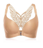 Butterfly Embroidery Front Closure Wireless Bra Big Size Sexy Seamless Front Push Up Bra-UlGadget