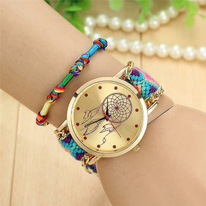 Colorful Women Native Handmade Vintage Knit Dreamcatcher Watch-UlGadget