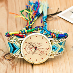 Colorful Women Native Handmade Vintage Knit Dreamcatcher Watch-UlGadget