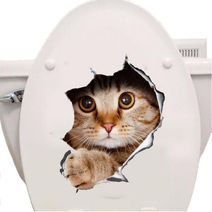 CAT FRIDGE/WALL/TOILET STICKER DECAL Hole View Bathroom Home Decoration Animal Vinyl Decals Art Sticker Wall Poster-UlGadget