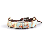 Jewelry Handmade Multicolor Natural Stone Tube Beads Leather Bracelet Beaded Bangle-UlGadget