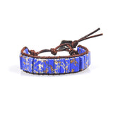 Jewelry Handmade Multicolor Natural Stone Tube Beads Leather Bracelet Beaded Bangle-UlGadget