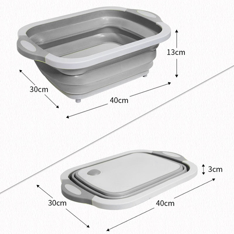 Multifunctional Collapsible Dish Tub and Cutting Board With Draining Plug-UlGadget