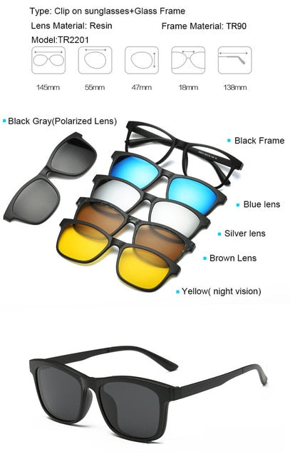 Sports and Entertainment 5 in 1 Magnetic Lens Swappable Sunglasses-UlGadget