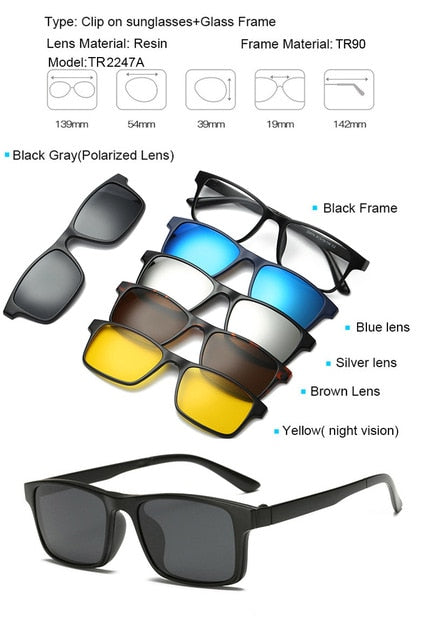 Sports and Entertainment 5 in 1 Magnetic Lens Swappable Sunglasses-UlGadget