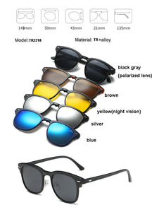 Sports and Entertainment 5 in 1 Magnetic Lens Swappable Sunglasses-UlGadget