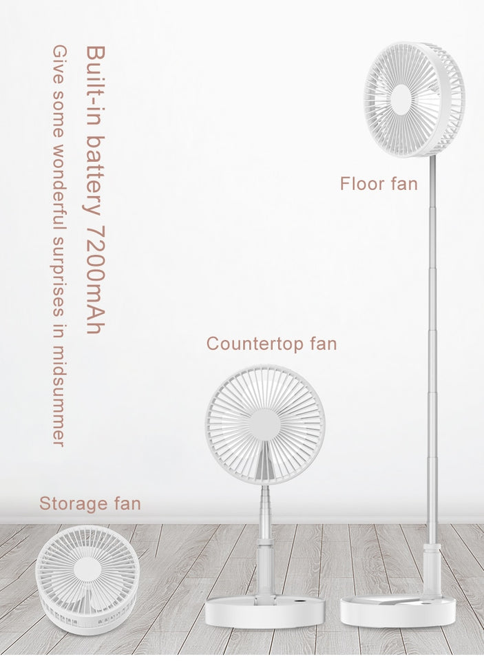 Telescopic Folding USB Charging Fan for Office Home Outdoor Camping White-UlGadget