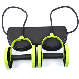 Power Roll Ab Trainer Double Wheel Abdominal Power Resistance Bands Gym Arm Waist Leg Training Fitness Exercise-UlGadget