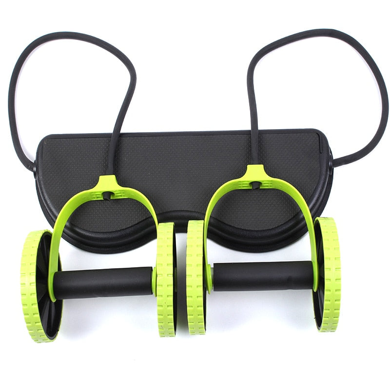 Power Roll Ab Trainer Double Wheel Abdominal Power Resistance Bands Gym Arm Waist Leg Training Fitness Exercise-UlGadget