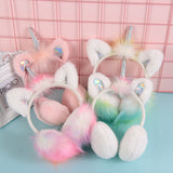 Unicorn Gradient Plush Warm Earmuffs For Kids Soft Muffs Ear-UlGadget