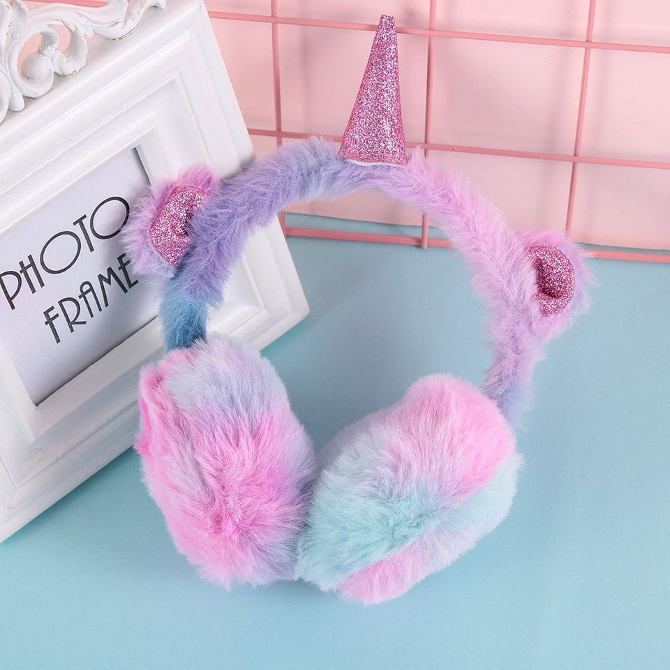 Unicorn Gradient Plush Warm Earmuffs For Kids Soft Muffs Ear-UlGadget