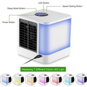 Personal Air Cooler & Humidifier Portable Air Conditioner Device 7 Color Lights-UlGadget