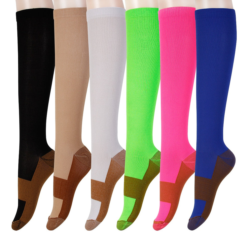 Unisex Copper Anti Fatigue Pain Relief Knee High Compression Socks