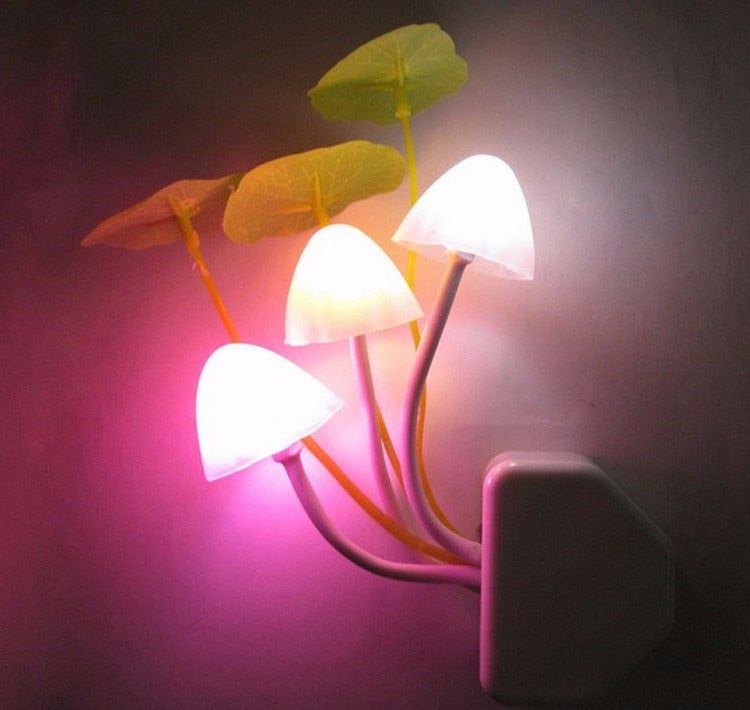 Lucky Mushroom Night Light Color Changing Plug-in LED Mushroom Dream Bed Lamp-UlGadget