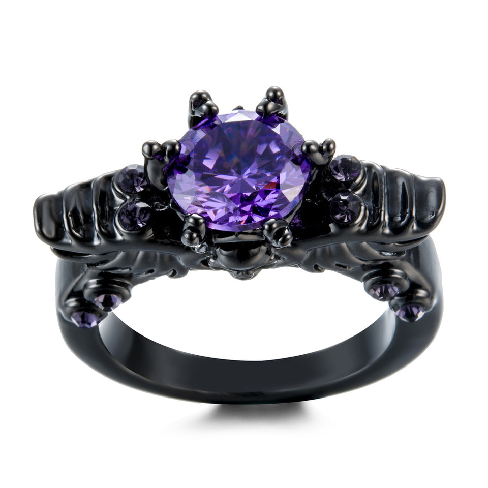 Black Gold Cubic Zirconia Vintage Skull Shaped Ring-UlGadget