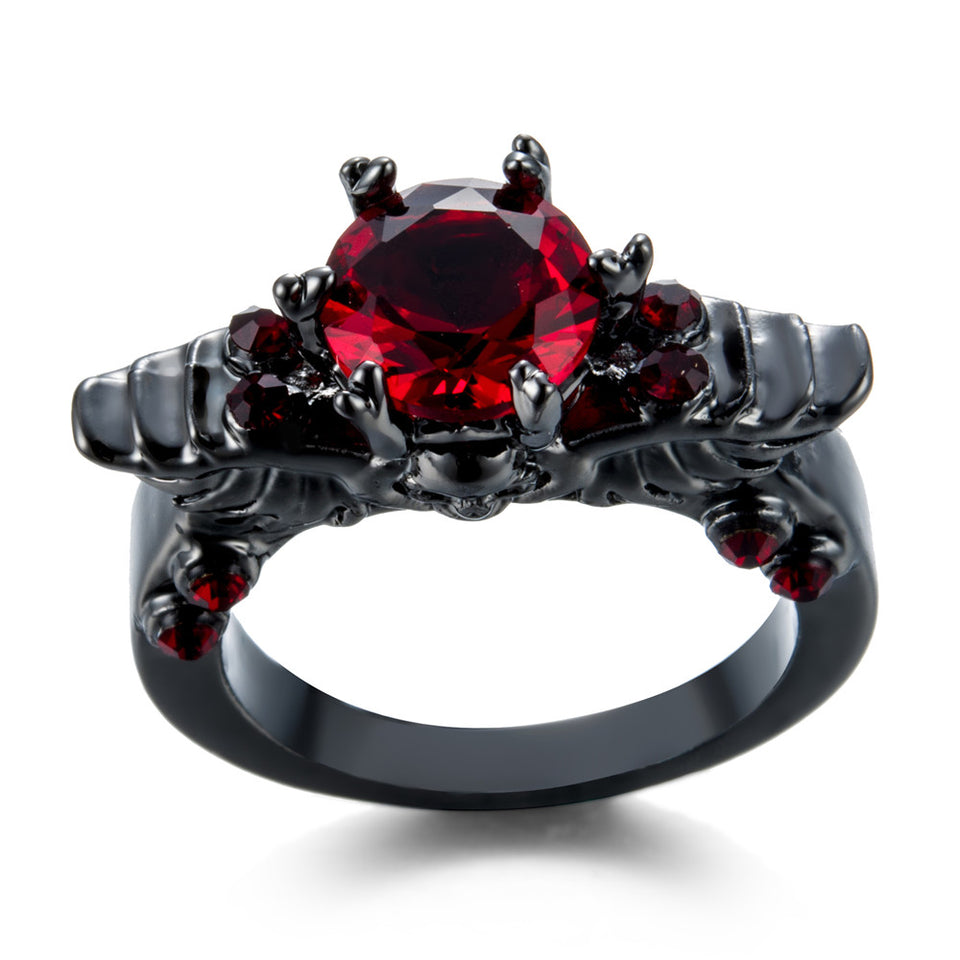 Black Gold Cubic Zirconia Vintage Skull Shaped Ring-UlGadget