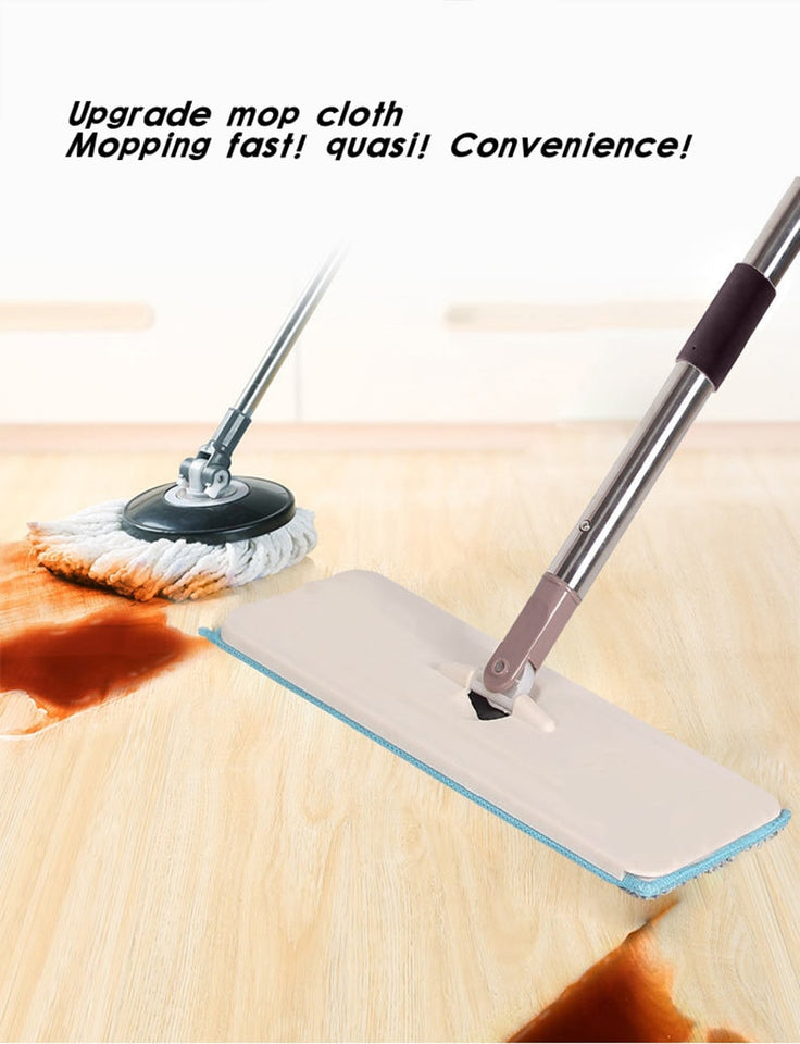 Magic Cleaner with Bucket Wringer and 2 Reusable Microfiber Mop Pads for Wet and Dry Mopping on All Surfaces-UlGadget